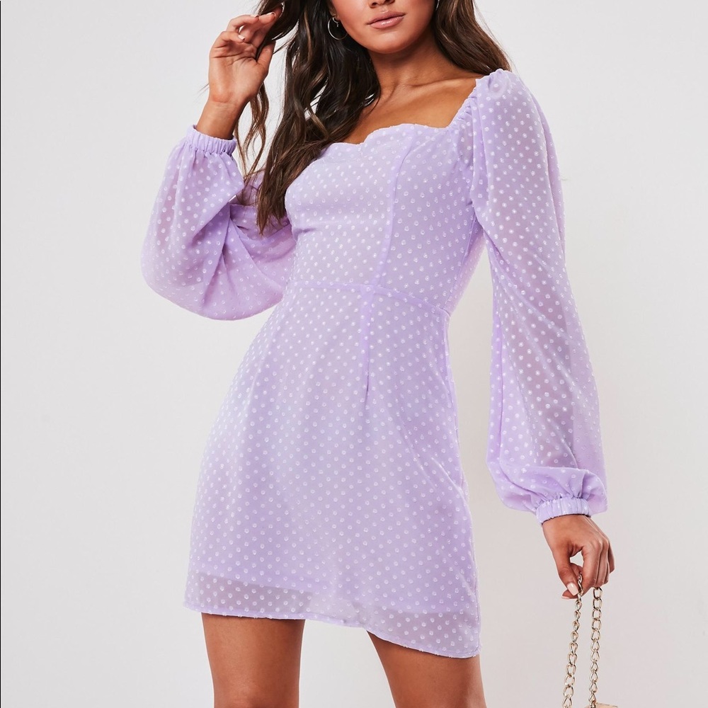 missguided lilac dobby milkmaid dress